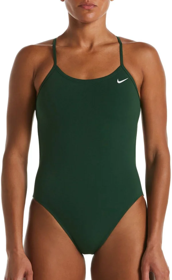 Nike Women's Hydrastrong Solid Cut-Out Back One Piece Swimsuit - Size 34, Gorge Green
