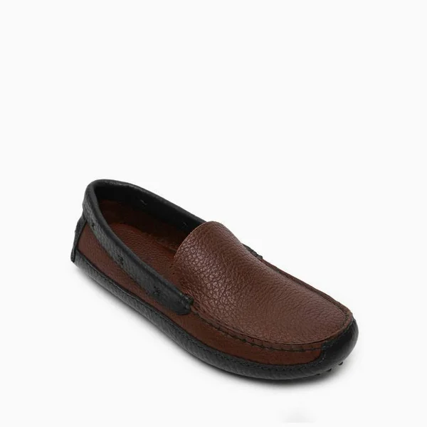 Minnetonka Moccasin, Men's P.W. Driving Loafer (Color Block) in Brown Upper and Black Lower, Size 10, Handmade
