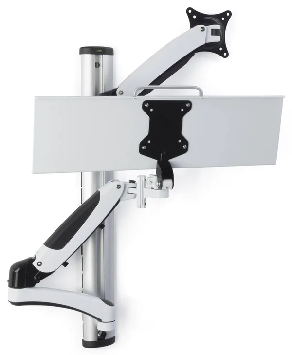 Displays2go Monitor Desk Mount Stands, Aluminum, Adjustable Height Silver (vmsswwma27)
