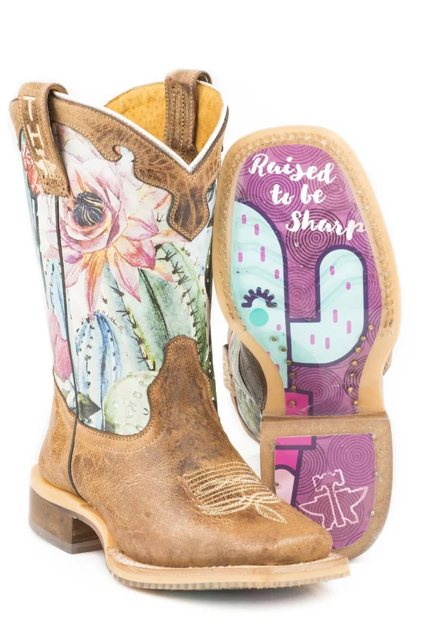 Tin Haul Boots Boys Tin Haul Kids Cactilicious Raised to Be Sharp 7in Boot 9 Brown - Girl's