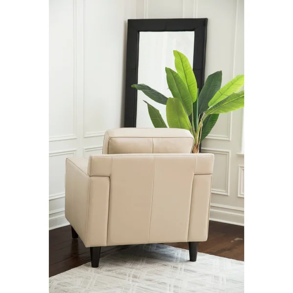 Abbyson Milton Top Grain Leather Armchair Cream