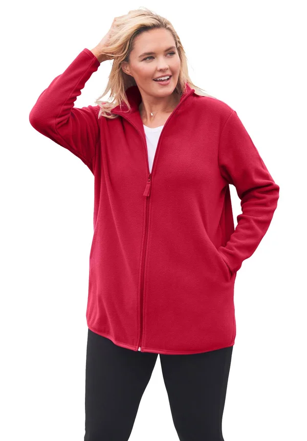 Plus Size Women's Zip-Front Microfleece Jacket by Woman Within in Classic Red (Size 4X)