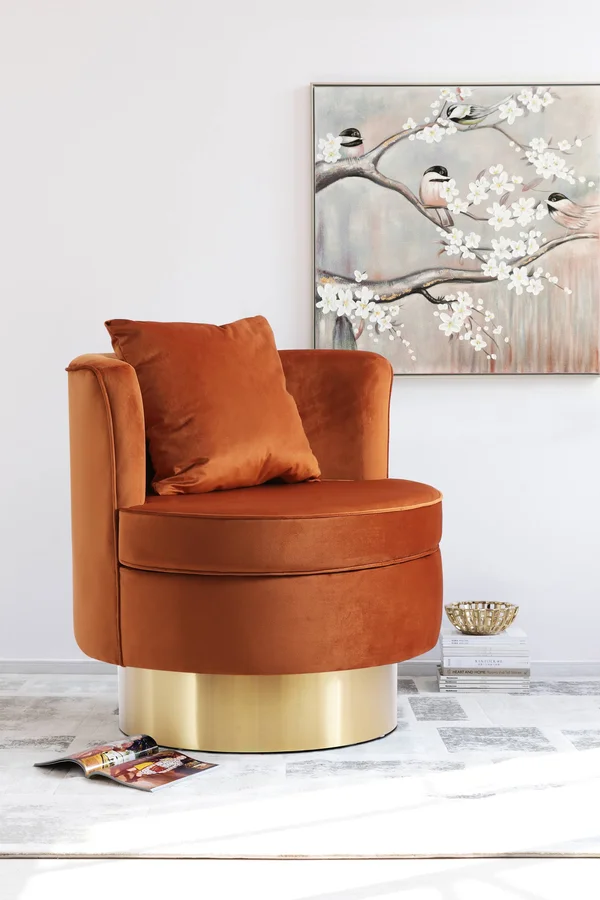 Meridian Kendra Cognac Velvet Accent Chair