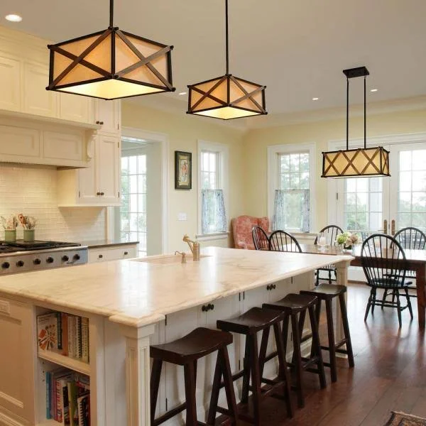 LNC Nezin 16.5 in. 3-Light Bronze Wood Semi-Flush Mount Convertible Pendant A03282