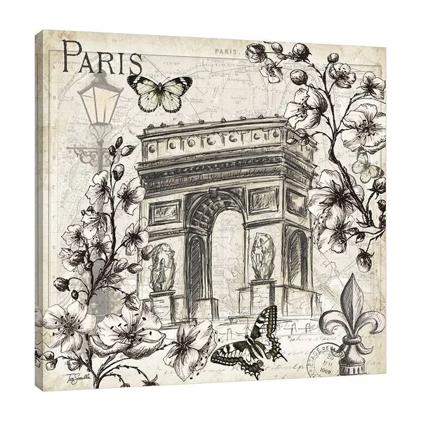 &Paris in The Springtime: Arch& Graphic Art Print on Wrapped Canvas Ophelia & Co. Size: 30x22 H x 30x22 W