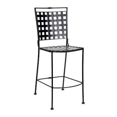Sheffield 33'' Patio Bar Stool with Cushion Woodard Cushion Color: Spectrum Dove, Frame Color: Weathered White