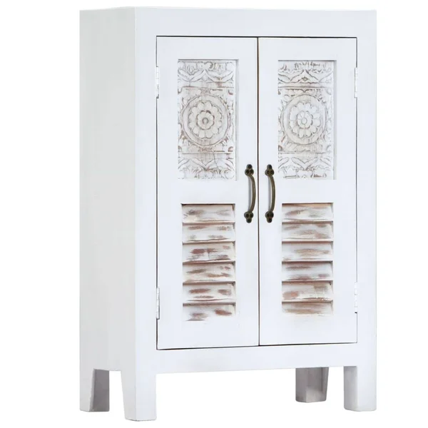 vidaXL Carved Sideboard White 23.6x22x11.8x22x35x22 Solid Mango Wood