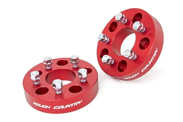 Rough Country - 1090RED - 1.5-Inch Wheel Spacers (Pair, Red)