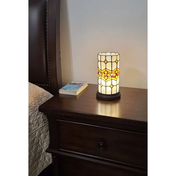 Amora Lighting 10 in. Tiffany Style Floral Mini Table Lamp