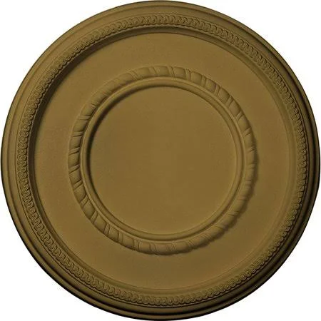 17 3/8 inchod x 1 1/8 inchp Federal Roped Large Ceiling Medallion (Fits Canopies Up to 7 3/4 inch), Hand-Painted Gold