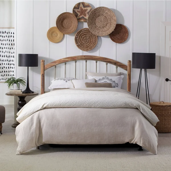 Hillsdale Furniture Bayfront Wood and Metal Headboard with Frame, Pewter - Queen