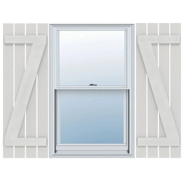 Ekena Millwork FBS06Z23X068RUF 23x22W x 68x22H Rustic Four Board Spaced Board-n-Batten Faux Wood Shutters w/Z-Board (Per Pair)