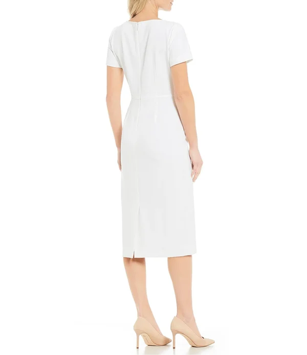 Preston York Isabel Short Sleeve Sheath Dress - Womens, 16, White - Dillard&s Exclusive