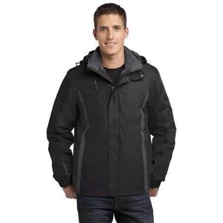 Port Authority J321 Colorblock 3-in-1 Jacket - Black/ Black/ Magnet Grey - 3XL