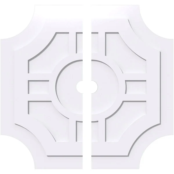 38 inchod x 3 inchid x 12 1/2 inchc x 1 inchp Haus Architectural Grade PVC Contemporary Ceiling Medallion, Two Piece