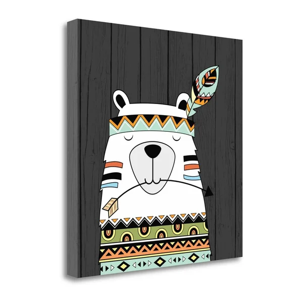 Tangletown Fine Art 'Tribal Bear' Graphic Art Print on Wrapped Canvas, Gray